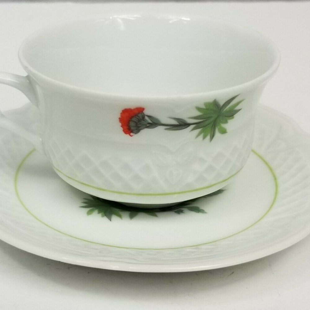 Floral Berry Haute Porcelain France Cup and Saucer